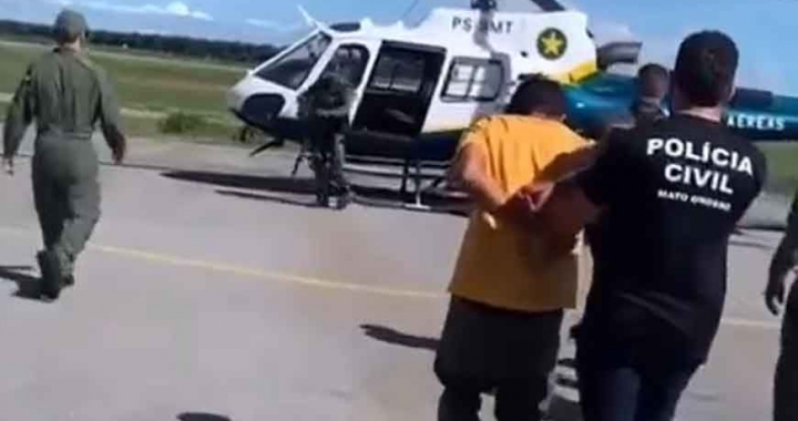 Pedreiro que confessou matar mãe e filhas é transportado de helicóptero para cidade vizinha; vídeo