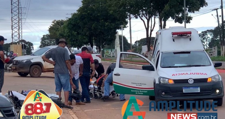 Acidente entre motocicleta e pick-up na entrada de empresa em Juara deixa uma mulher ferida